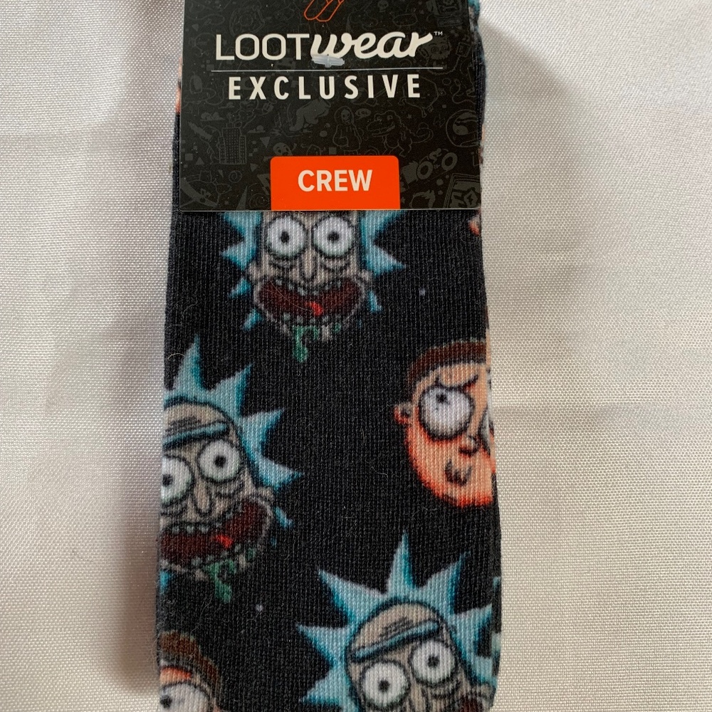 NWT! Collectible LootWear Exclusive Rick and Marty Adult Swim Crew Socks!